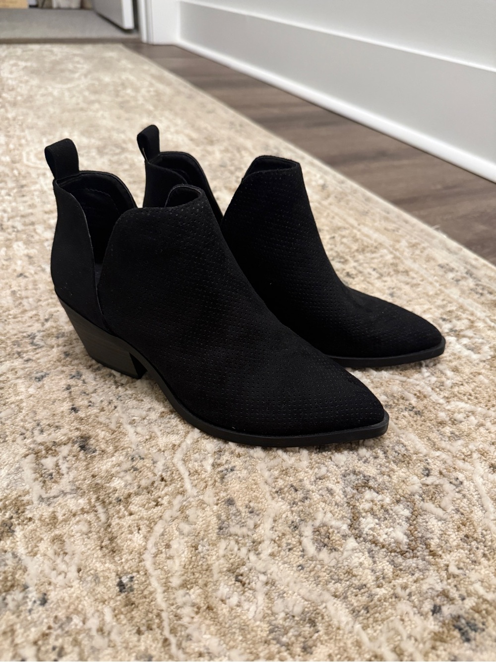 a new day Black Suede-Look Cutout Ankle Booties